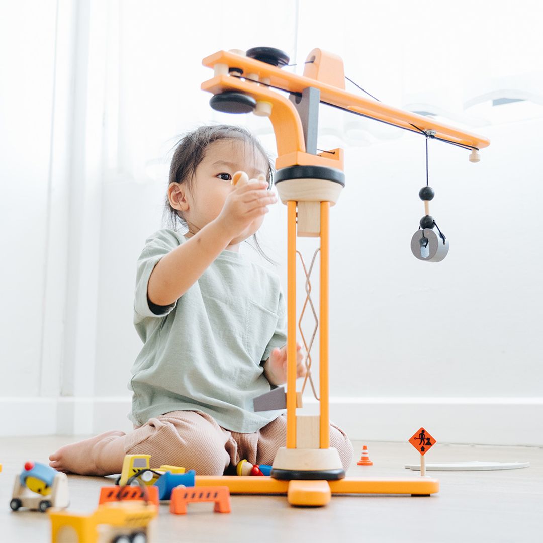 PlanToys Wooden Construction Crane Playset