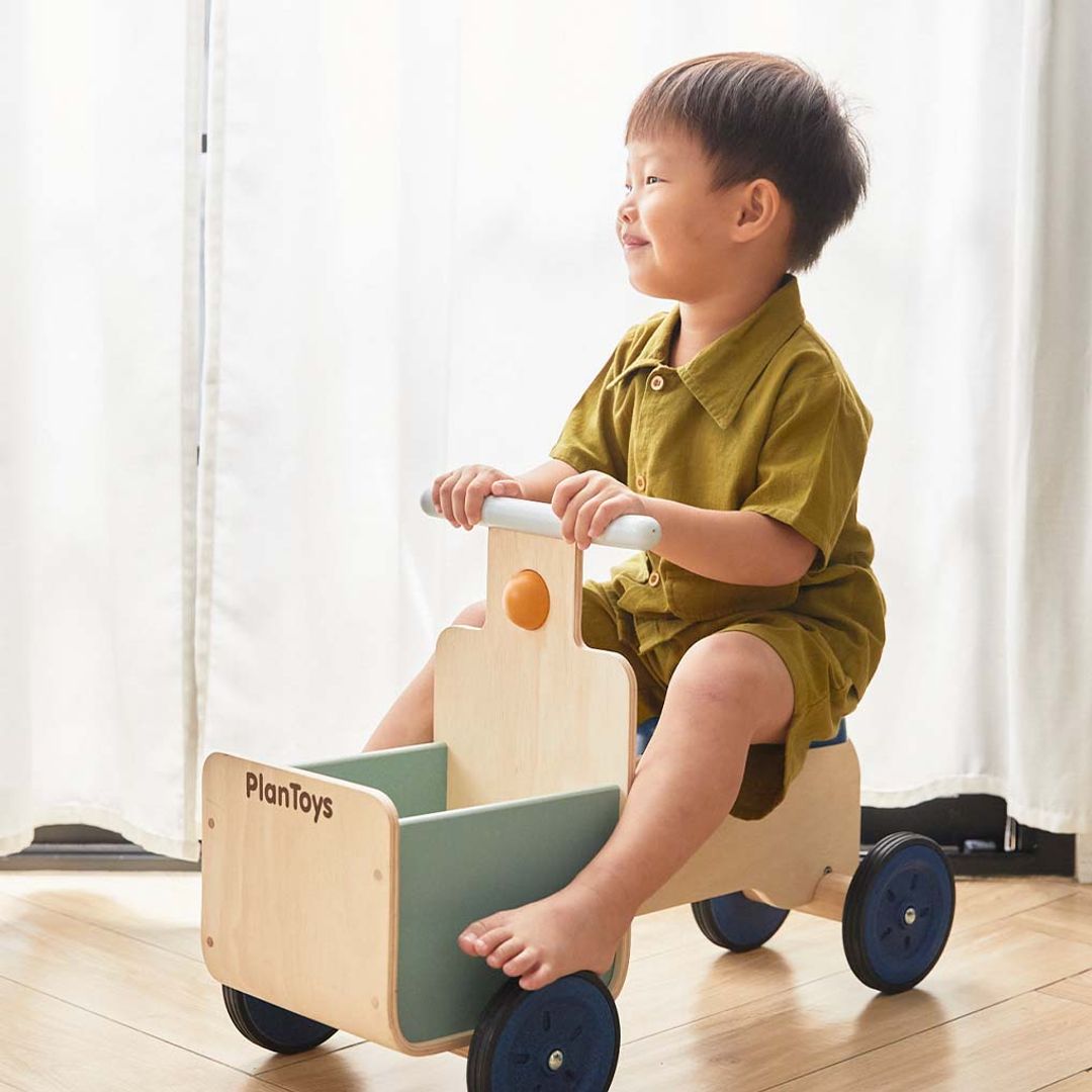 PlanToys Wooden Delivery Ride-On Bike – Orchard