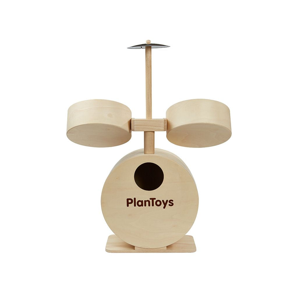 PlanToys Wooden Drum Set with Kick Pedal