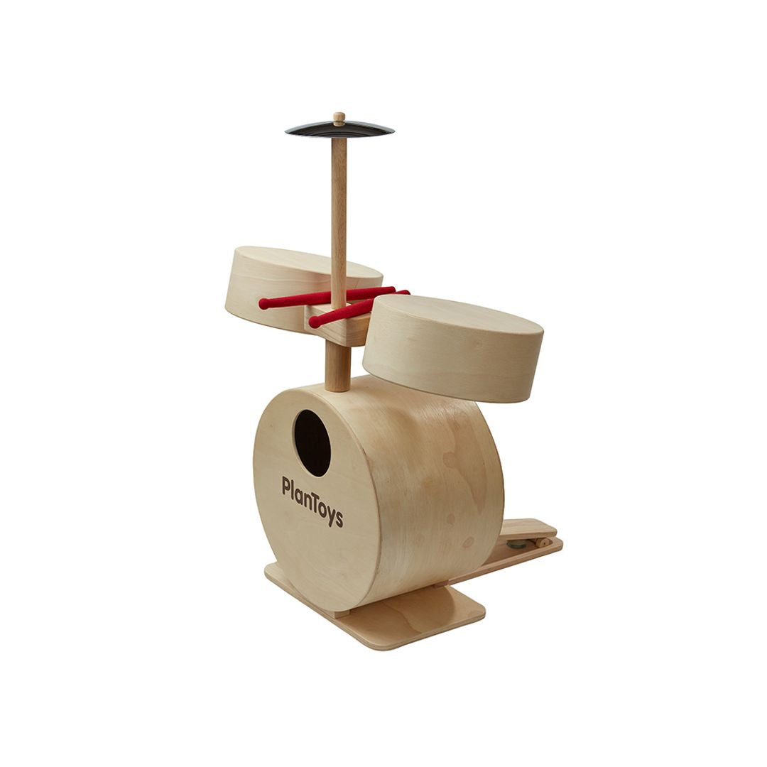 PlanToys Wooden Drum Set with Kick Pedal