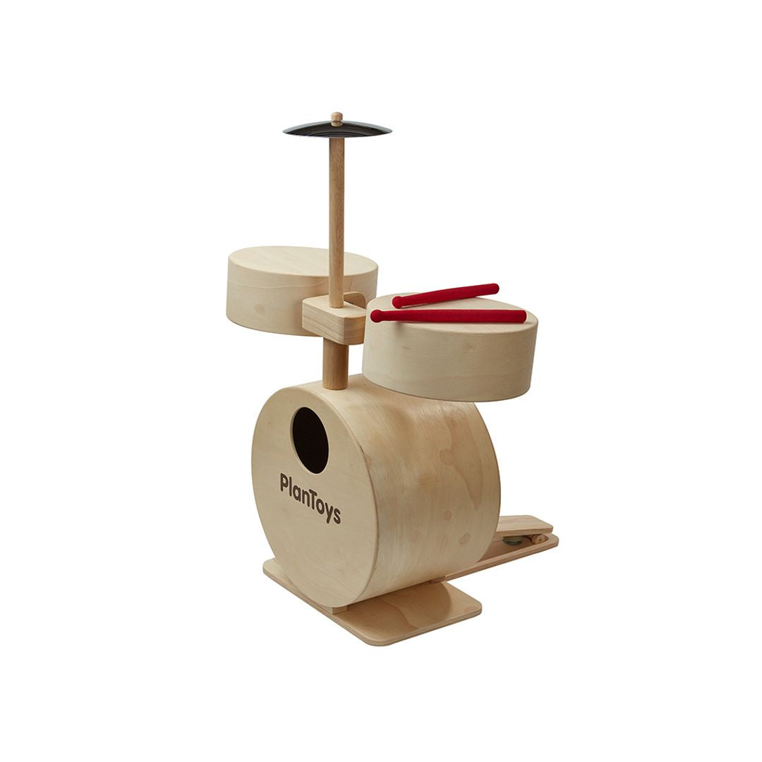 PlanToys Wooden Drum Set with Kick Pedal