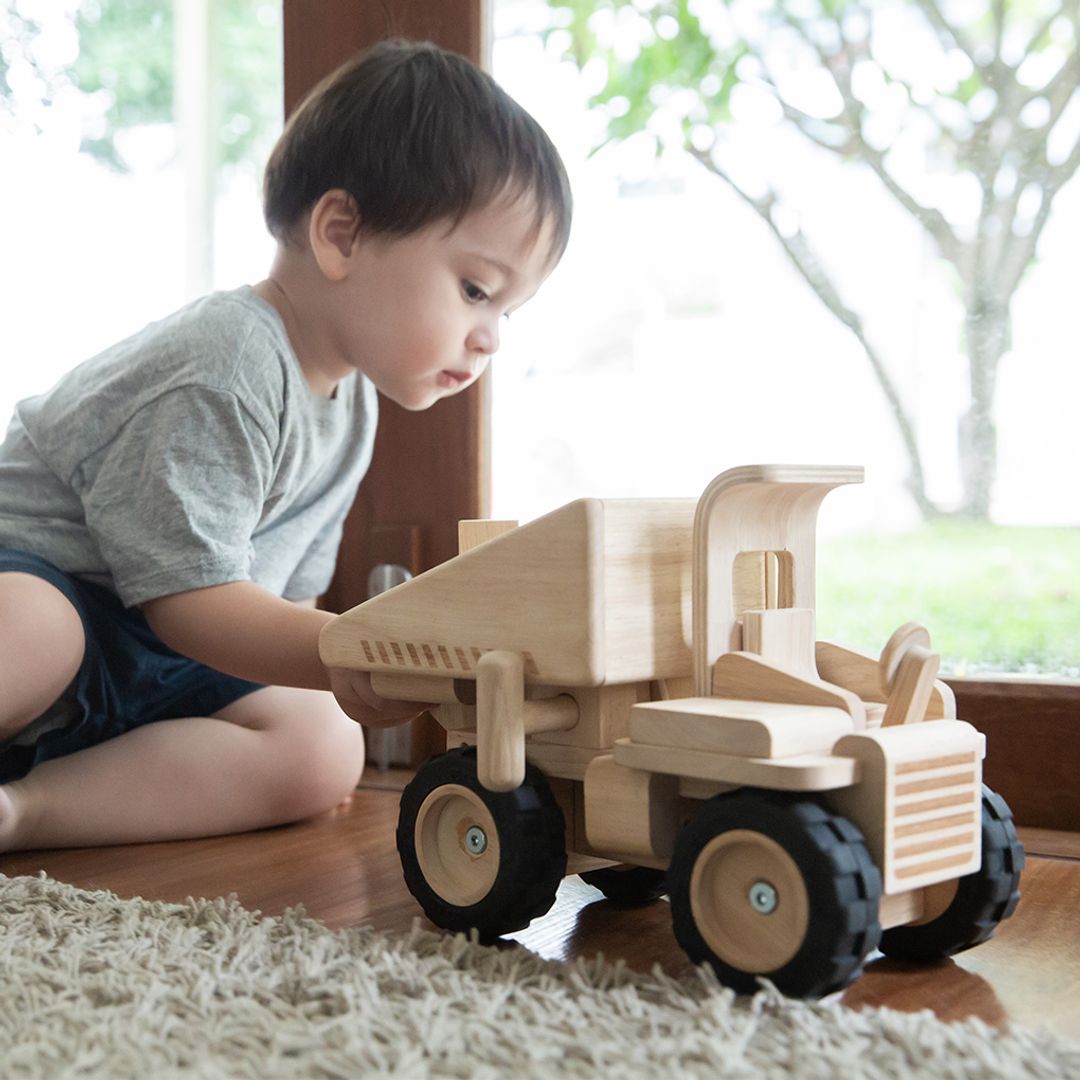 PlanToys Wooden Dump Truck with Tipping Bed