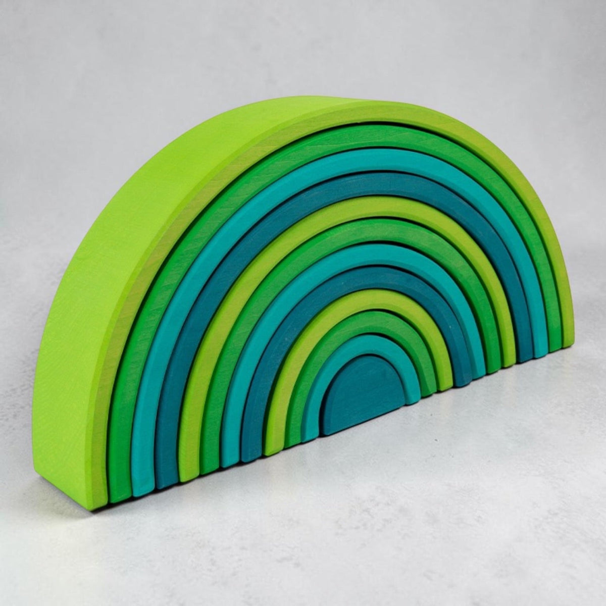 12-Piece Stained Large Basswood Rainbow Stacker – Meadow & Forest Green by Green Elephant Home and Toys – alternate view 7