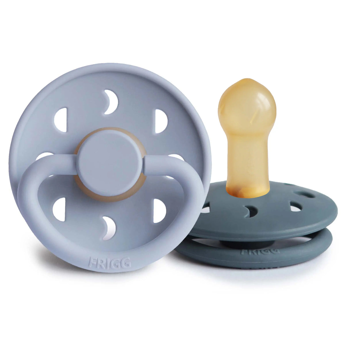 FRIGG Moon Natural Rubber Pacifier 2-Pack | RUBBER FRIGG PACIFIERS | The Baby Penguin