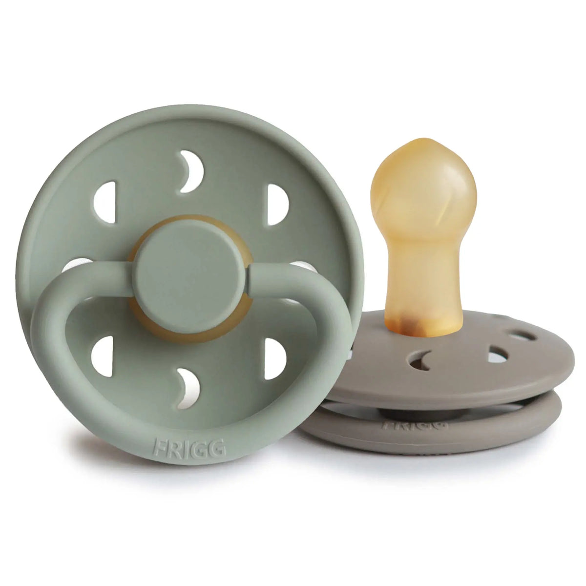 FRIGG Moon Natural Rubber Pacifier 2-Pack | RUBBER FRIGG PACIFIERS | The Baby Penguin