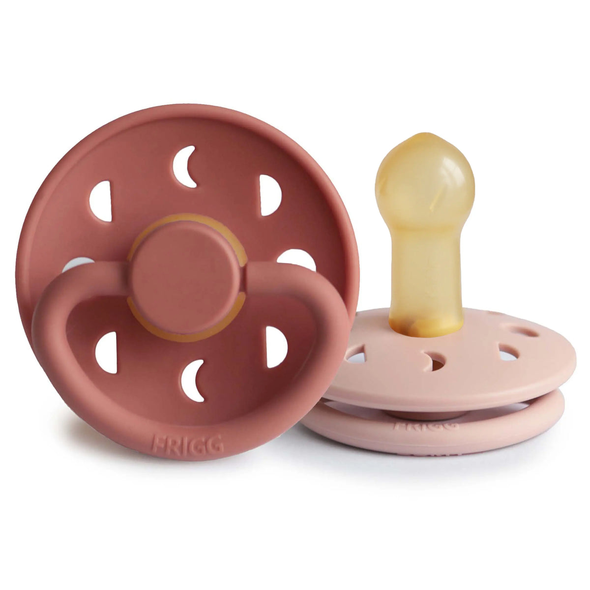 FRIGG Moon Natural Rubber Pacifier 2-Pack | RUBBER FRIGG PACIFIERS | The Baby Penguin