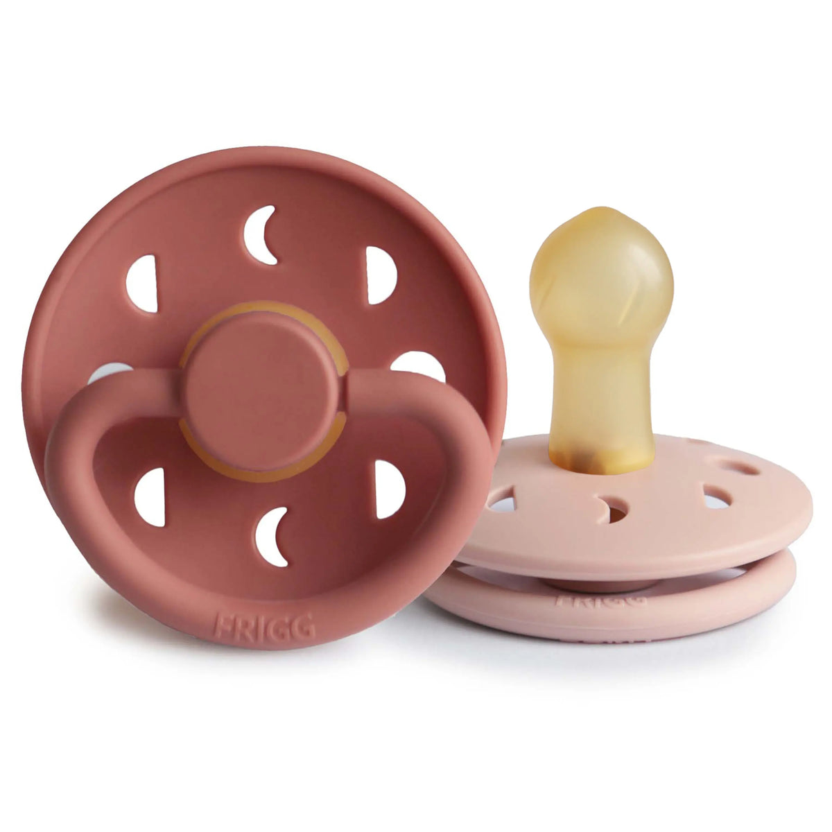 FRIGG Moon Natural Rubber Pacifier 2-Pack | RUBBER FRIGG PACIFIERS | The Baby Penguin