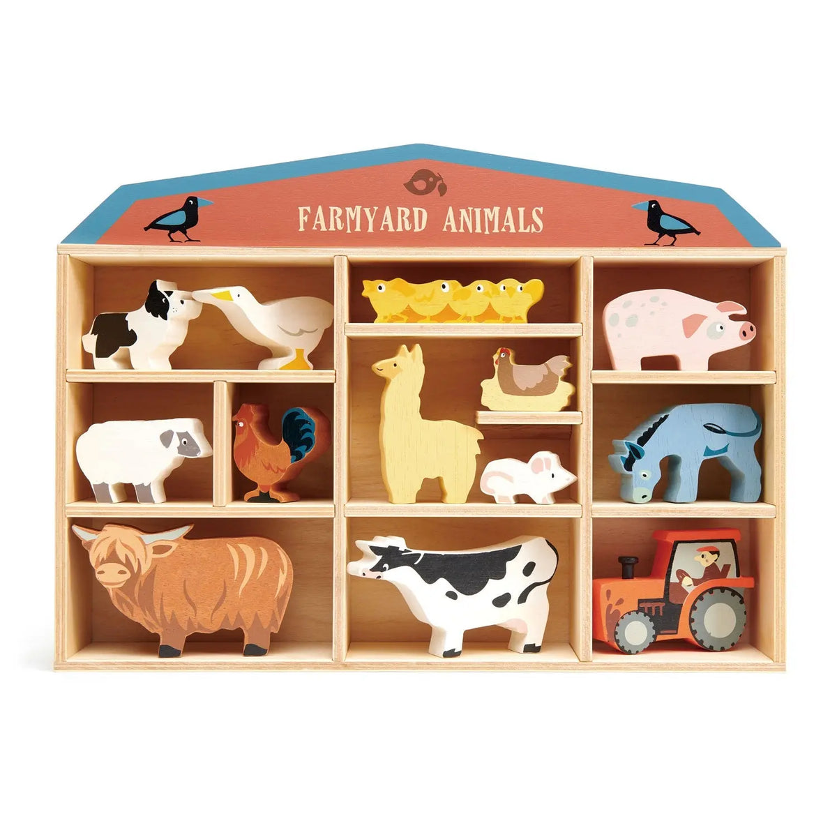 Tender Leaf Farmyard Wooden Animals with Display Shelf