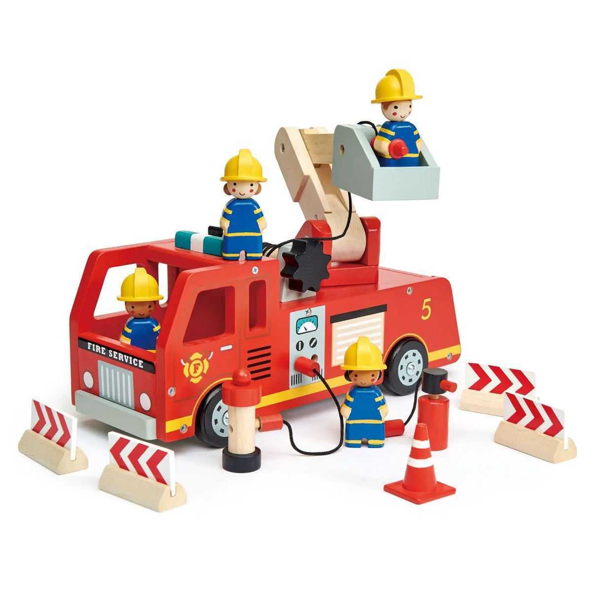 Tender Leaf Wooden Fire Engine with Firefighters