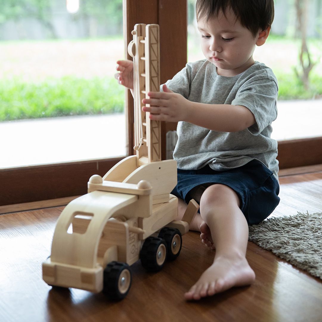 PlanToys Wooden Fire Truck with Extendable Ladder