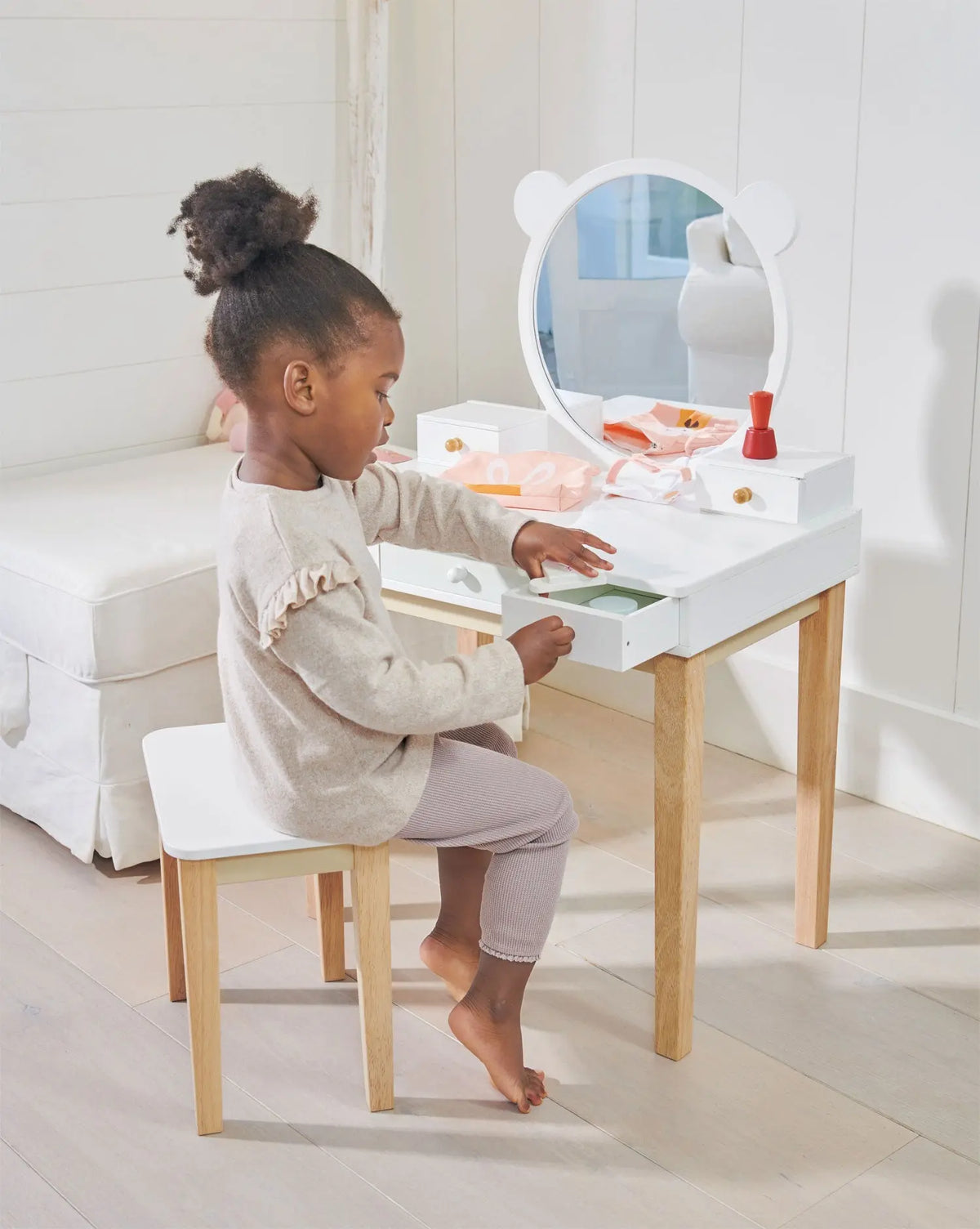 Tender Leaf Forest Dressing Table and Stool for Kids