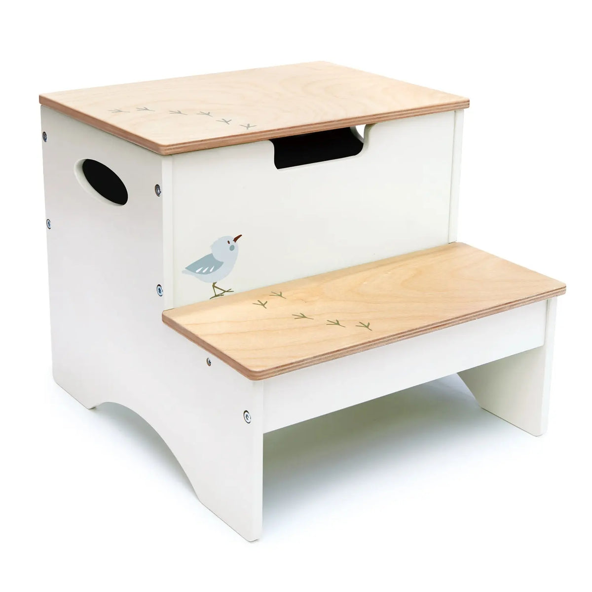 Tender Leaf Forest Wooden Step Stool with Storage