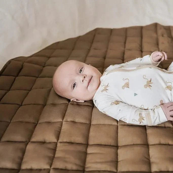 French Linen Baby Playmat - Chestnut - The Baby Penguin