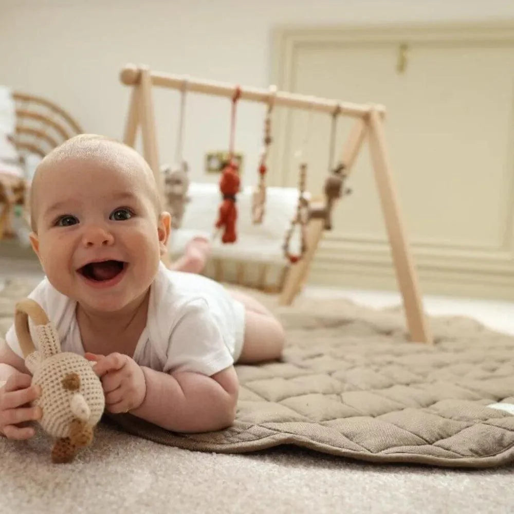 French Linen Baby Playmat - Chestnut - The Baby Penguin