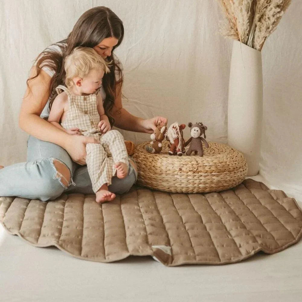 French Linen Baby Playmat - Chestnut - The Baby Penguin
