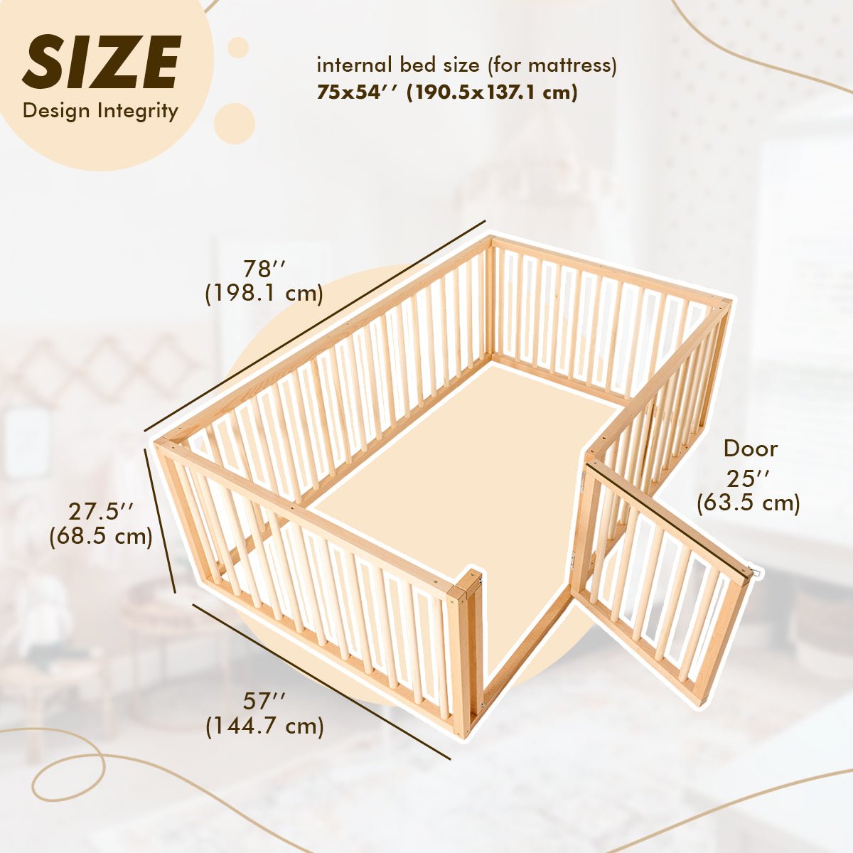 Twin Montessori Floor Bed Frame for Toddlers with Fence - The Baby Penguin
