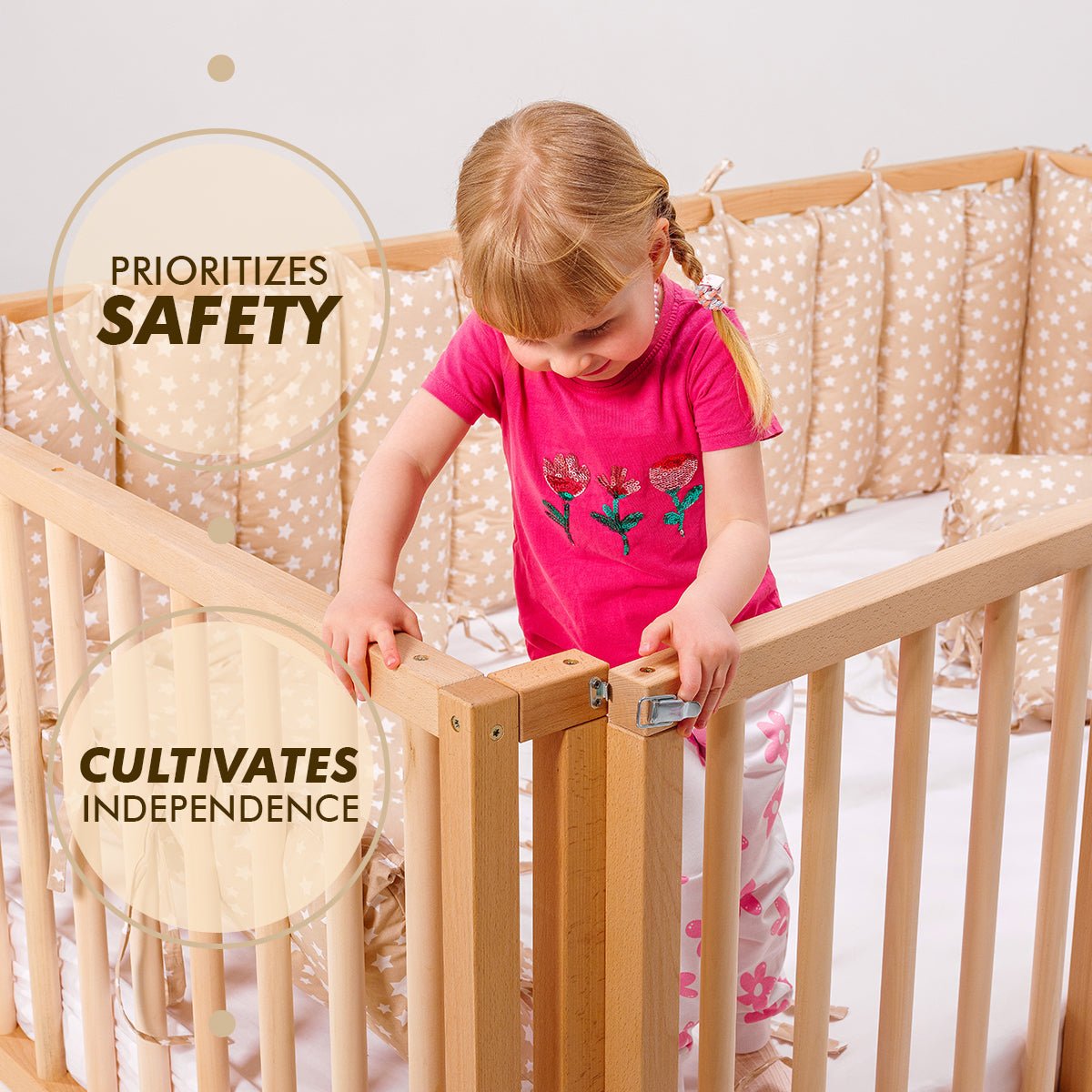 Twin Montessori Floor Bed Frame for Toddlers with Fence - The Baby Penguin