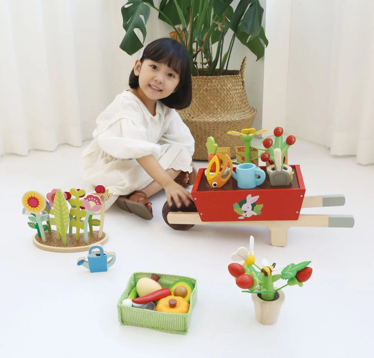 Tender Leaf Garden Wheelbarrow Wooden Play Set