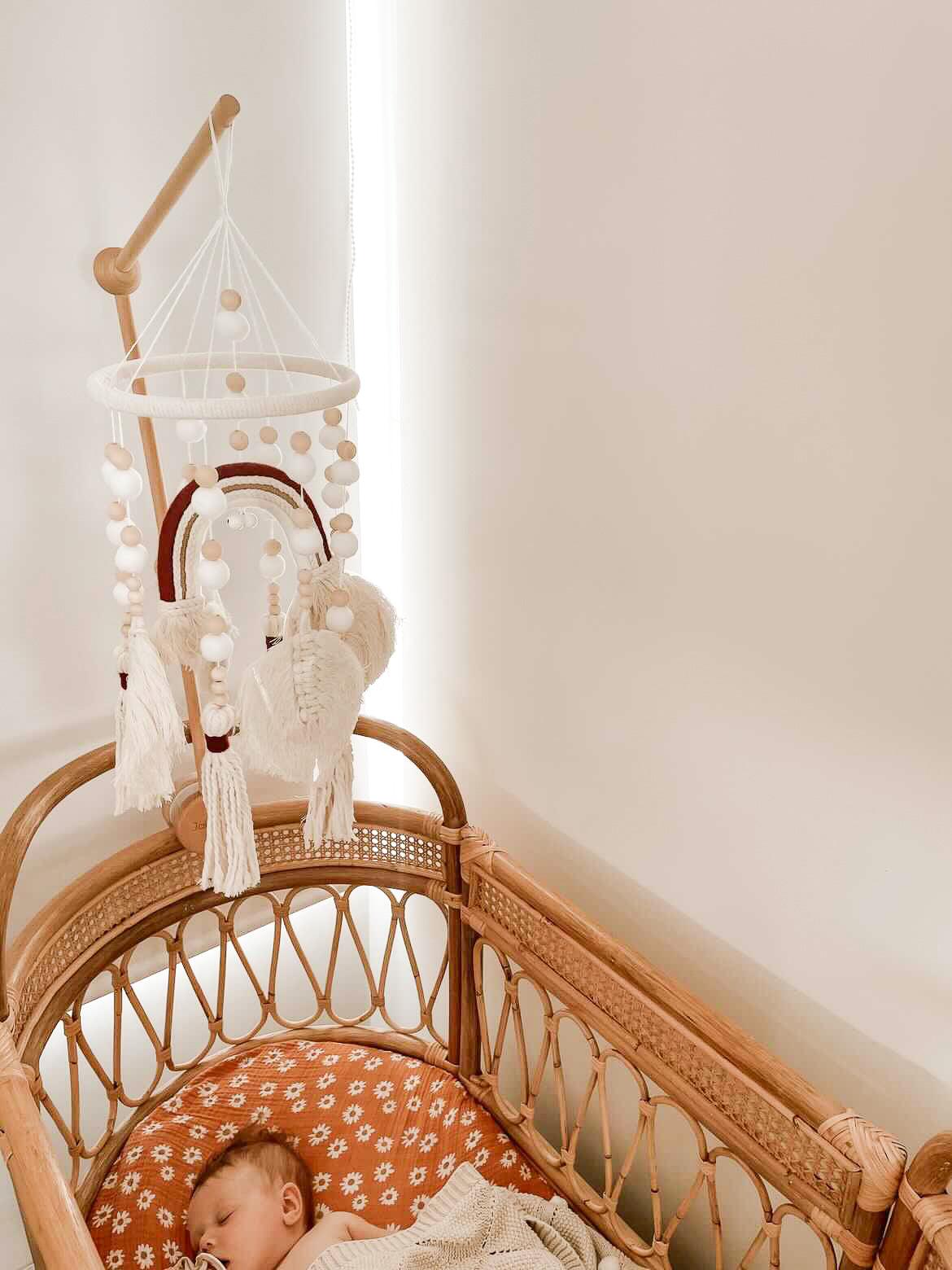 Handmade Boho Nursery Mobile | Macrame Rainbow - The Baby Penguin