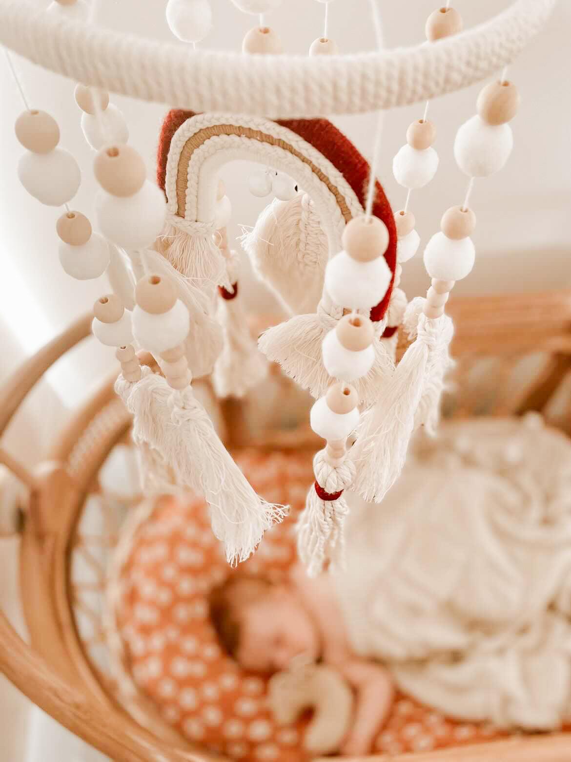 Handmade Boho Nursery Mobile | Macrame Rainbow - The Baby Penguin