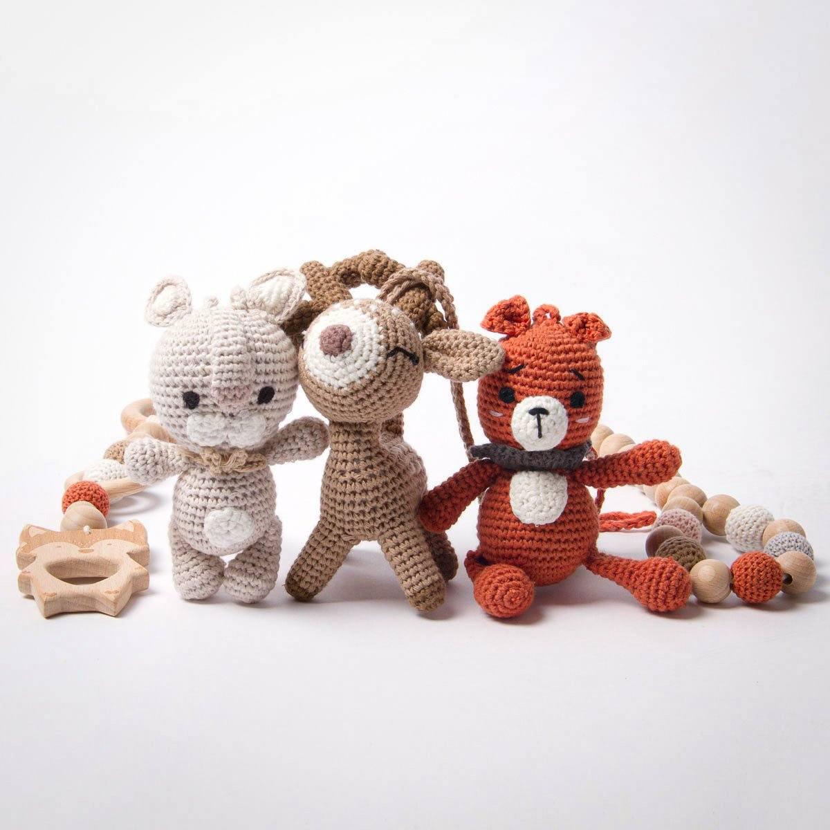Handmade Crochet Toys for Baby Gym | Forest Family - The Baby Penguin