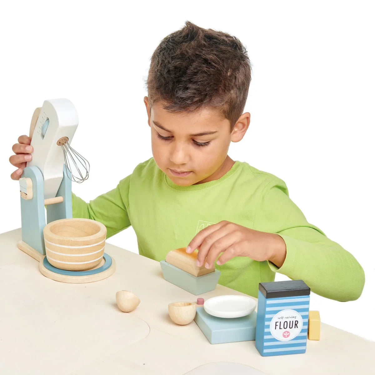 Tender Leaf Home Baking Wooden Mixer Play Set
