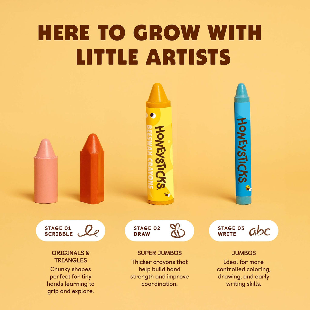 Honeysticks Beeswax Crayons Jumbos 12pk - The Baby Penguin