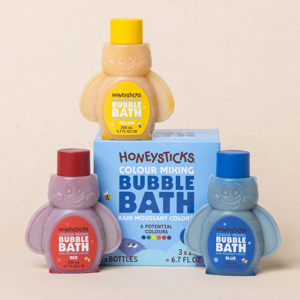 Honeysticks Bubble Bath Color Mixing 3pk 200ml - The Baby Penguin