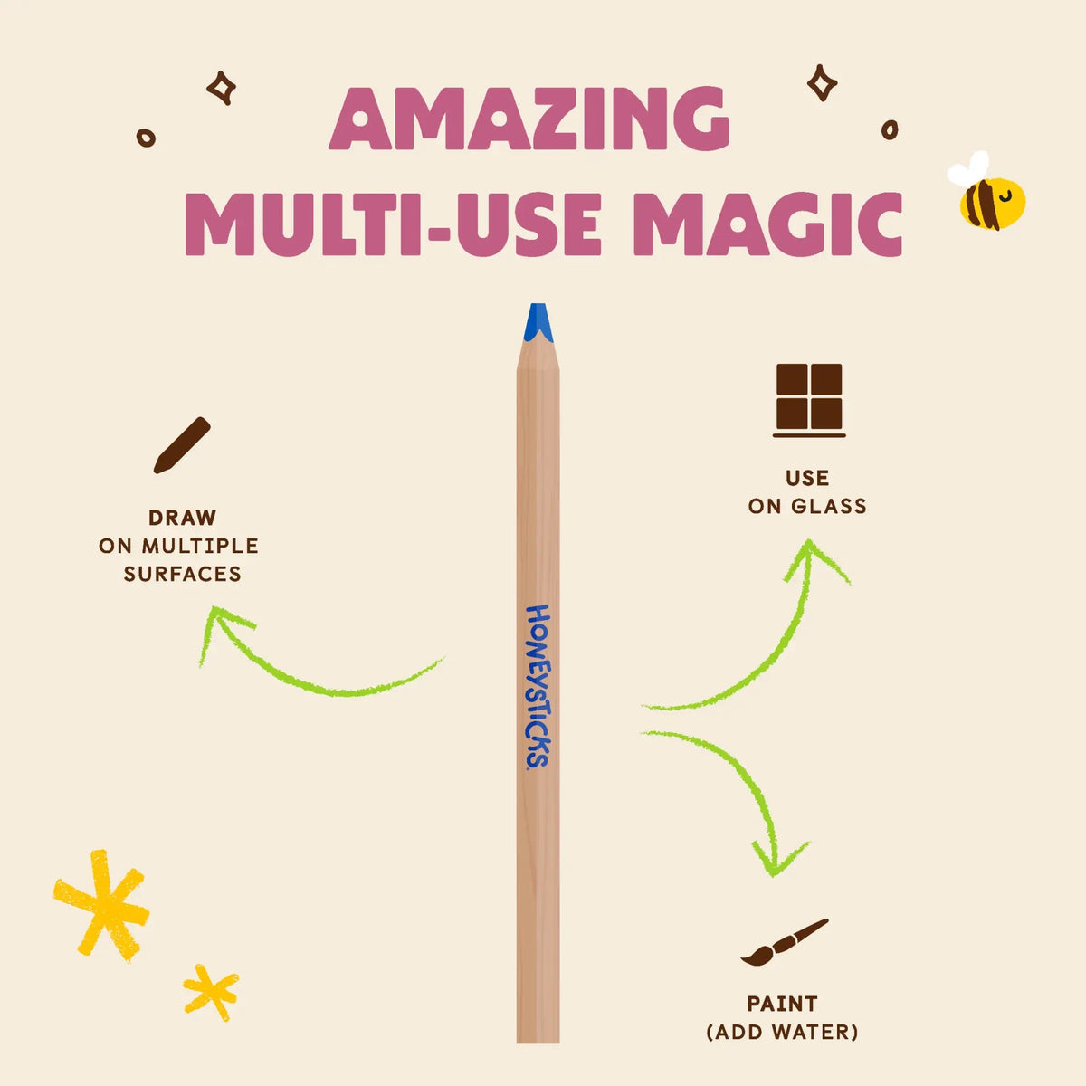 Honeysticks Magic 3-in-1 Beeswax Pencils Jumbo Triangles 10pk - The Baby Penguin