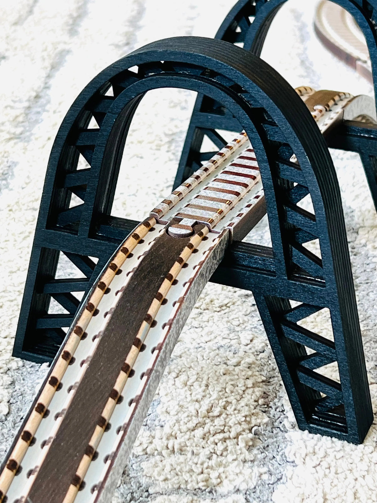 Jubilee Arch Wooden Train Bridge Support | USA NameTrains Maple Landmark