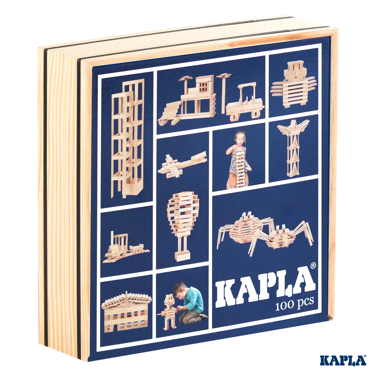 KAPLA 100 Natural Wooden Building Planks Case