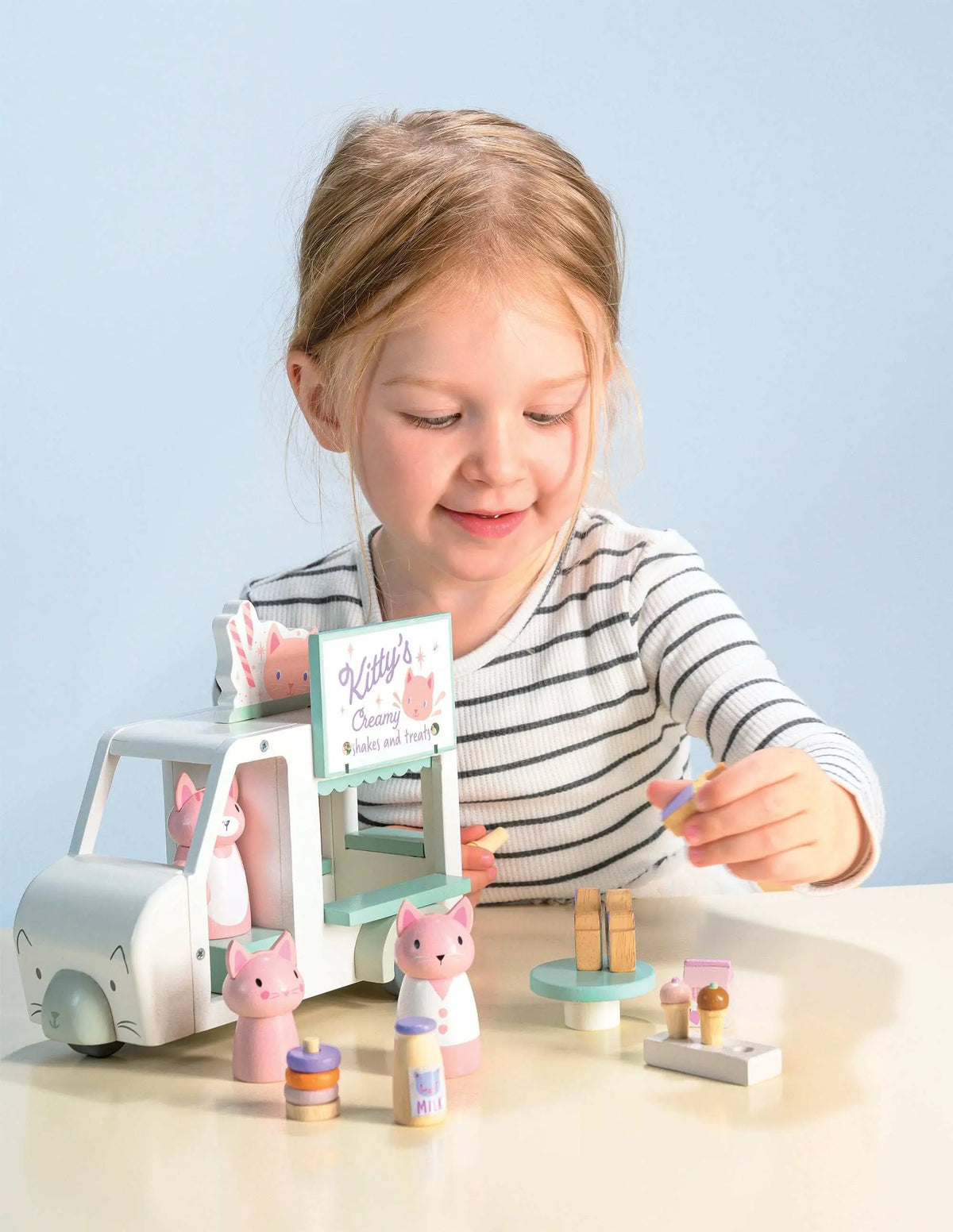 Tender Leaf Kitty's Milkshake Wooden Van Play Set