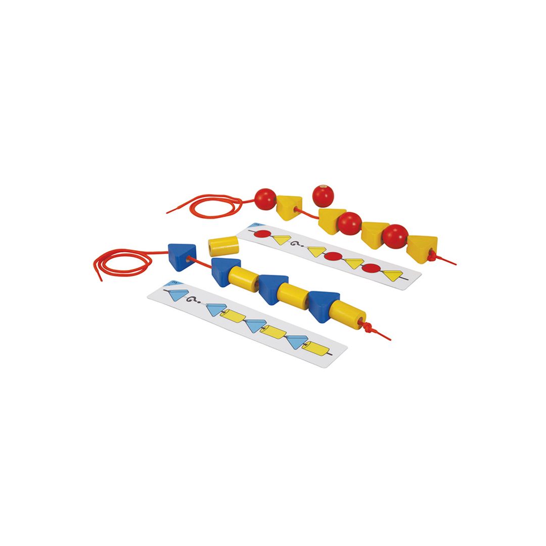 PlanToys Wooden Lacing Beads Set, 96 Pieces