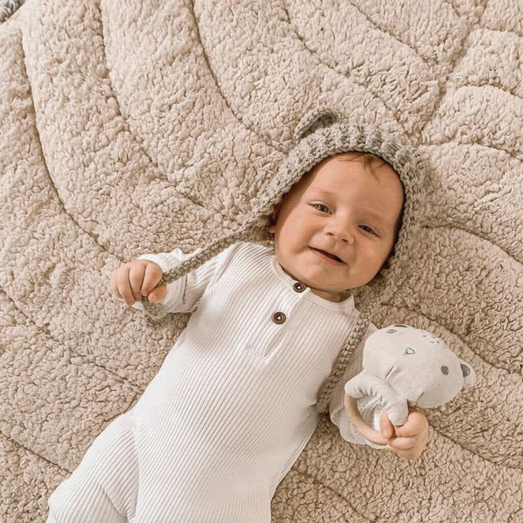 Leaf Shaped Sherpa & Cotton Baby Playmat - Ivory - The Baby Penguin