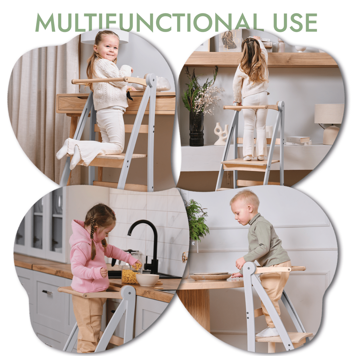 Learning Tower: Foldable Step Stool for Toddlers - Gray - The Baby Penguin