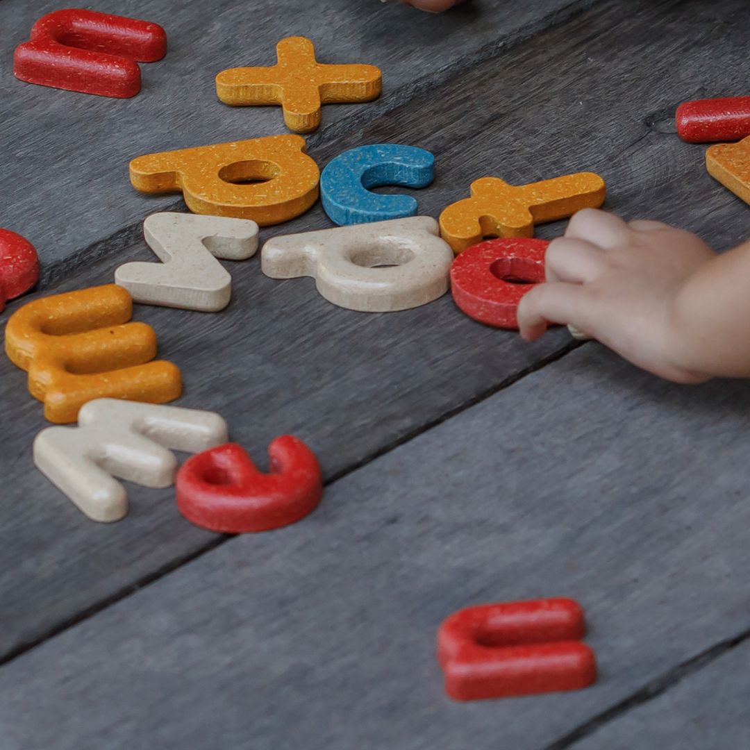 PlanToys Lowercase Wooden Alphabet Letters, 31 Pieces