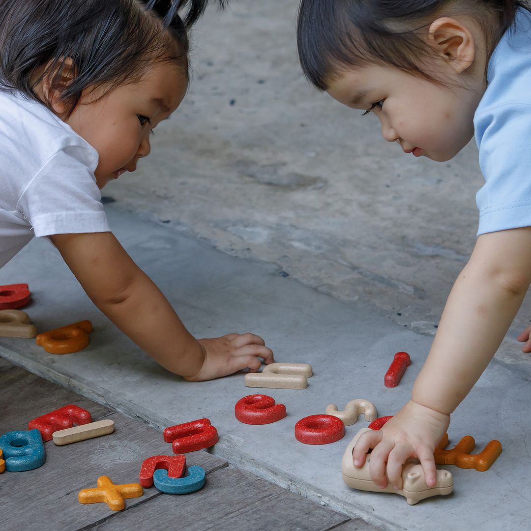 PlanToys Lowercase Wooden Alphabet Letters, 31 Pieces