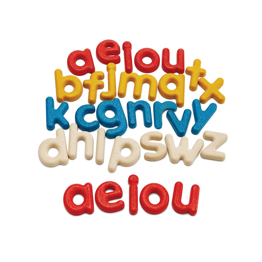 PlanToys Lowercase Wooden Alphabet Letters, 31 Pieces