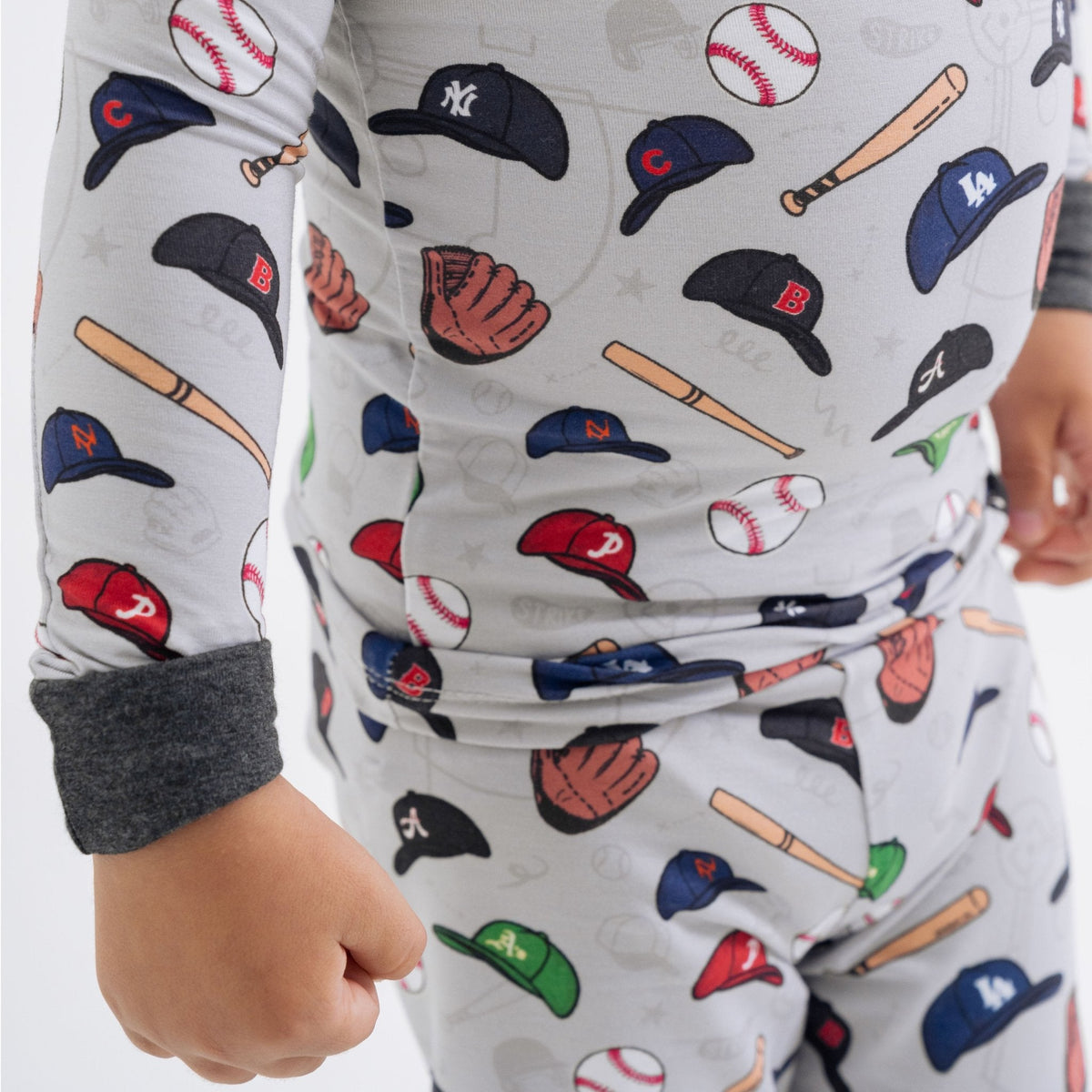 Close-up of the pants on Bam & Stitch Major League Buddies Long Sleeve Pajamas.