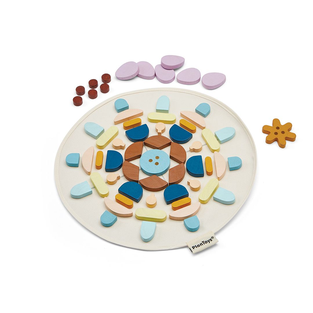 PlanToys Mandala Wooden Pattern Set, 60 Pieces