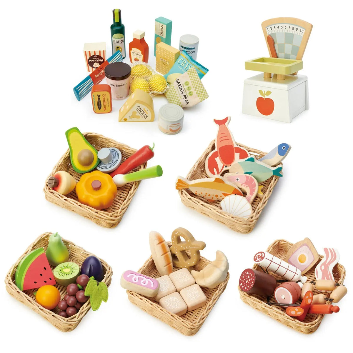 Tender Leaf Let's Go Shopping Wooden Play Food Collection