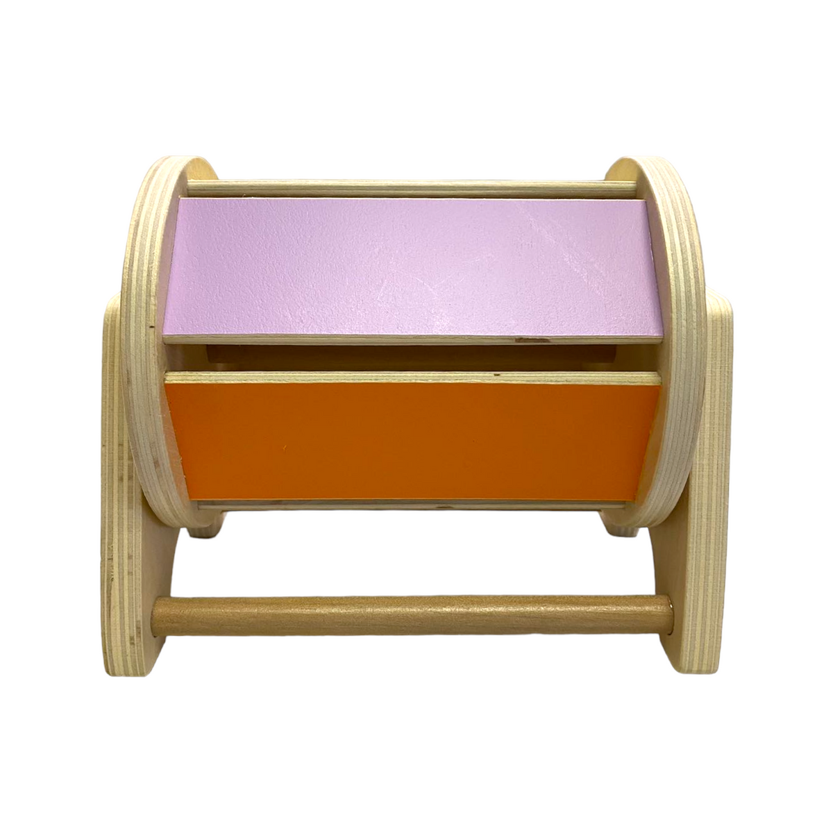 pastel wooden Montessori spinning drum with internal bells