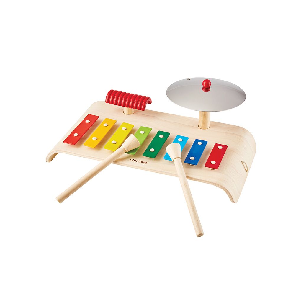 PlanToys Wooden Musical Set with Xylophone and Cymbal