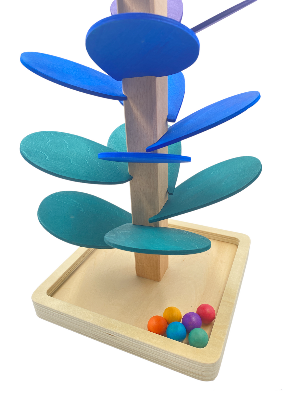 Large Rainbow Wooden Marble Tree – Assembly Required or Preassembled by Green Elephant Home and Toys – alternate view 2