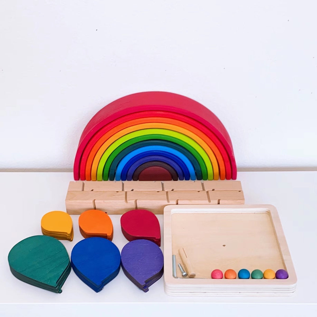 Large Rainbow Wooden Marble Tree – Assembly Required or Preassembled by Green Elephant Home and Toys – alternate view 6