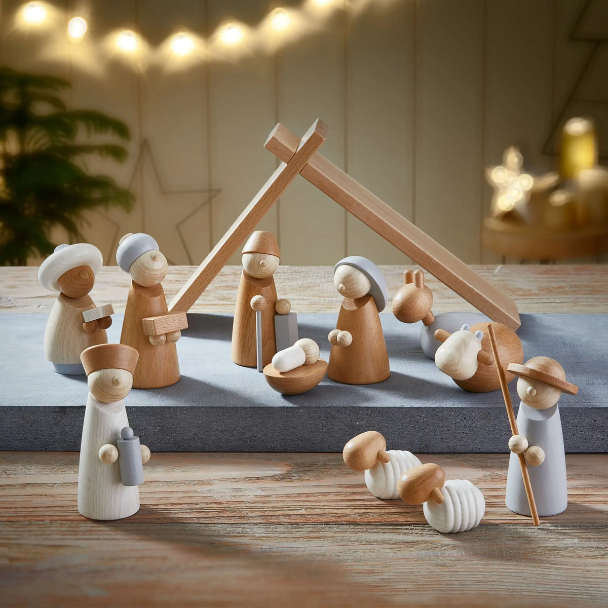 Natural Wood Nativity Set HABA USA Architectural Blocks