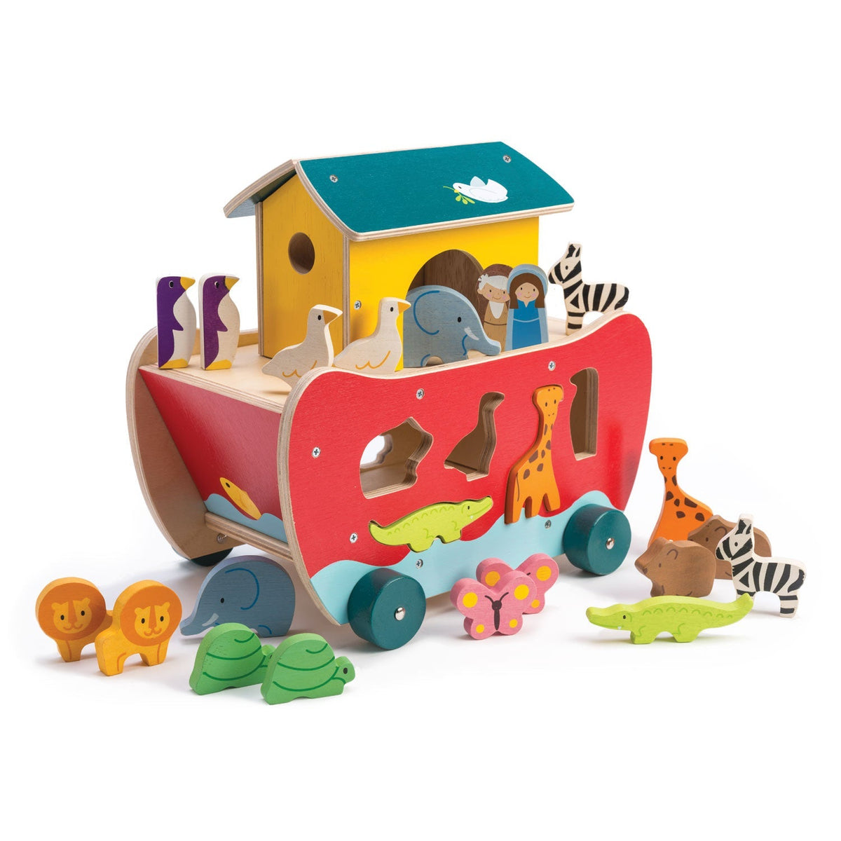 Tender Leaf Noah's Ark Wooden Shape Sorter on Wheels