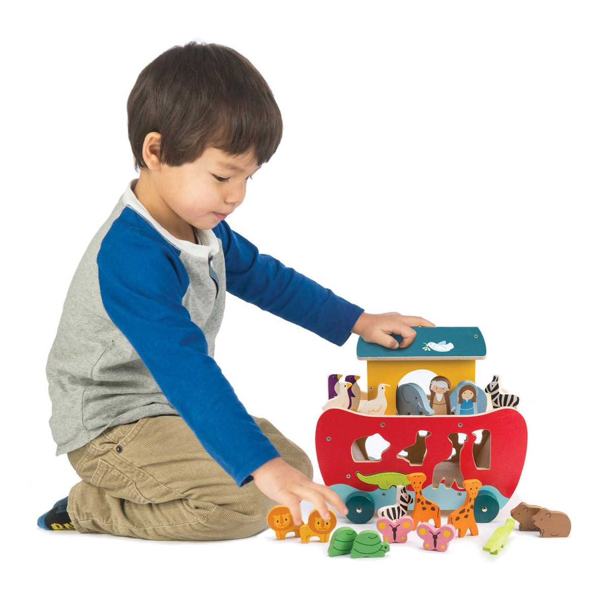Tender Leaf Noah's Ark Wooden Shape Sorter on Wheels