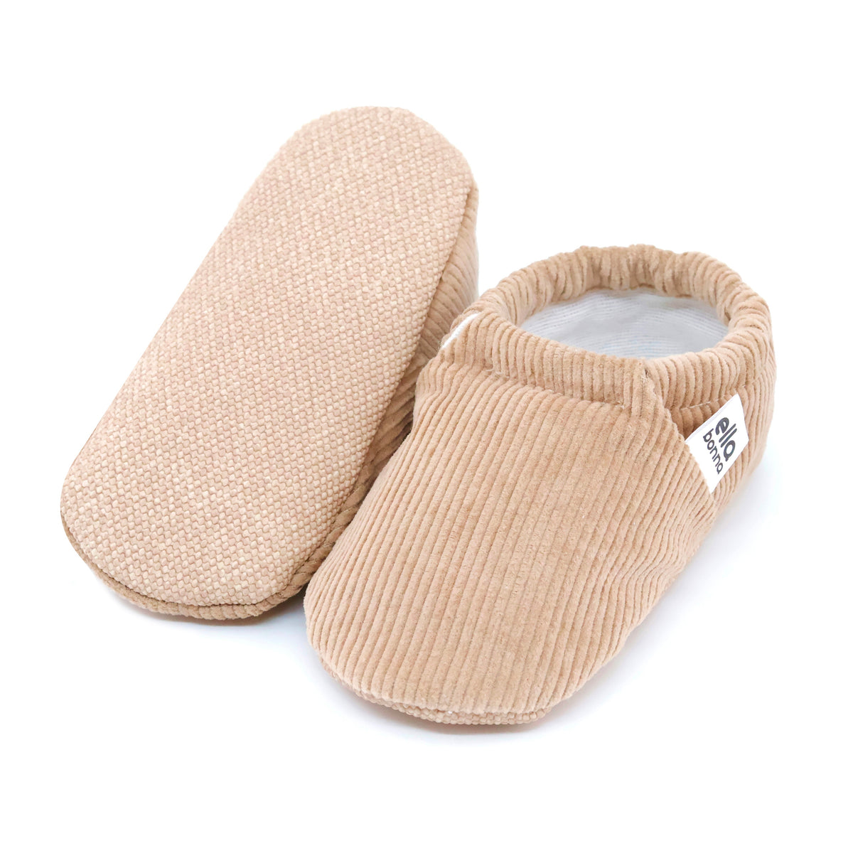 Organic Cotton Corduroy Home Nursery Moccasin Shoes Beige - The Baby Penguin