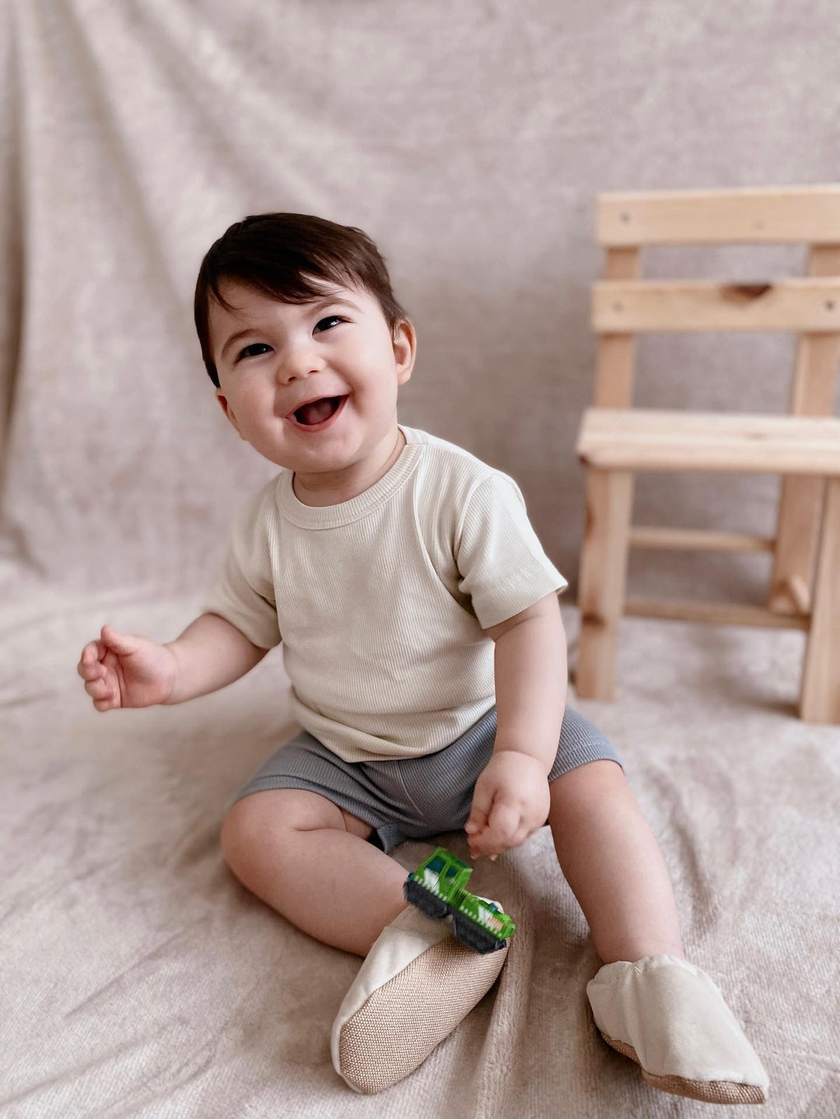 Organic Cotton Velvet Home Nursery Moccasin Shoes, Cream - The Baby Penguin